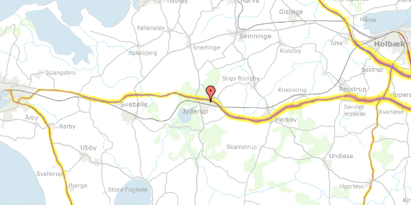 Trafikstøjkort på Holbækvej 34, 4450 Jyderup