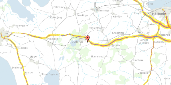 Trafikstøjkort på Rådbjergvej 10, 4450 Jyderup