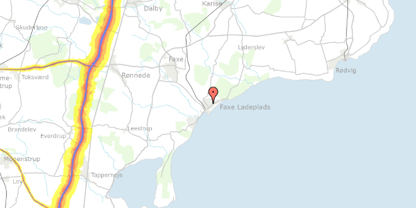 Trafikstøjkort på Favrbyvej 15, 4654 Faxe Ladeplads