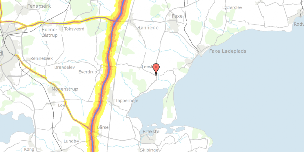 Trafikstøjkort på Leestrupvej 7, 4640 Faxe
