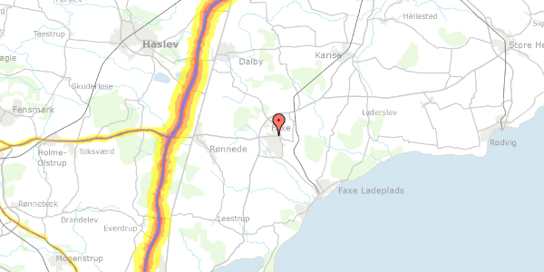 Trafikstøjkort på Rønnedevej 46, 4640 Faxe