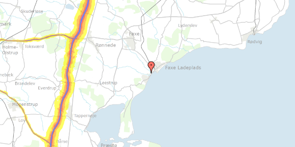 Trafikstøjkort på Strandbakkevej 13, 4654 Faxe Ladeplads
