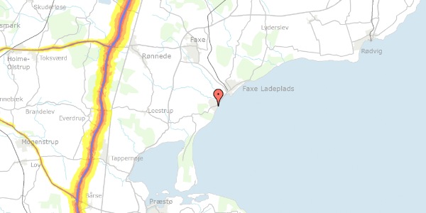 Trafikstøjkort på Strandvejen 122, 4654 Faxe Ladeplads