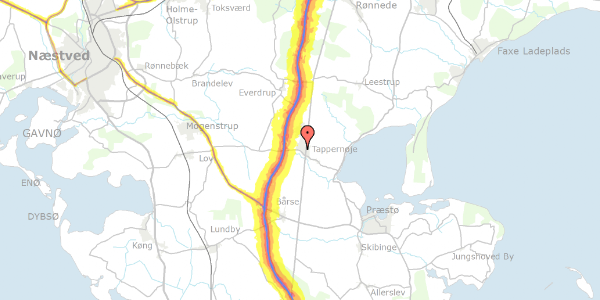 Trafikstøjkort på Sneserevej 46, 4733 Tappernøje