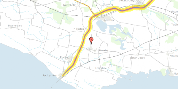 Trafikstøjkort på Maribovej 9, 4960 Holeby