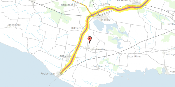 Trafikstøjkort på Maribovej 30, 4960 Holeby