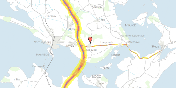 Trafikstøjkort på Bakkevej 50, 4773 Stensved