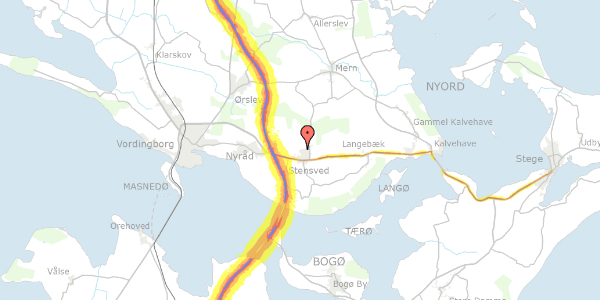 Trafikstøjkort på Bakkevej 52, 4773 Stensved