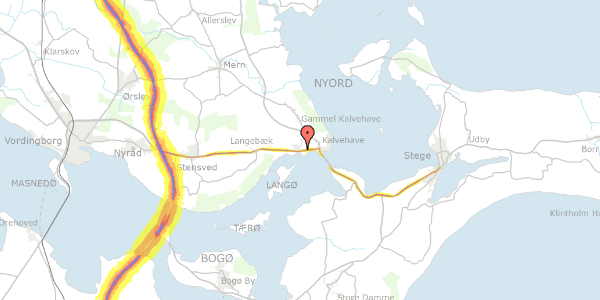 Trafikstøjkort på Bygaden 6, 4771 Kalvehave