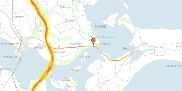 Trafikstøjkort på Bygaden 28, 4771 Kalvehave