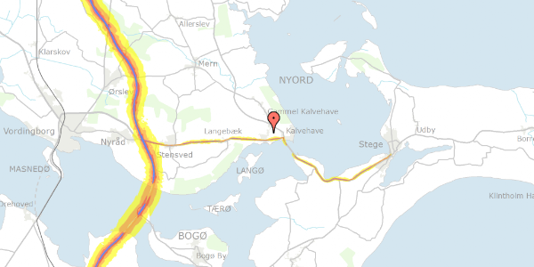 Trafikstøjkort på Bygaden 37, 4771 Kalvehave