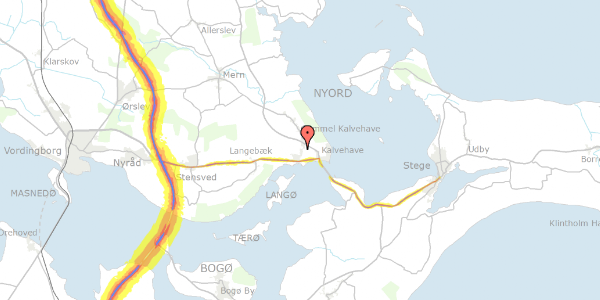 Trafikstøjkort på Bygaden 53, 4771 Kalvehave