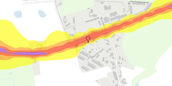 Trafikstøjkort på Gl Vordingborgvej 20, 4772 Langebæk