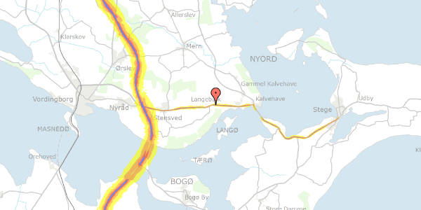 Trafikstøjkort på Gl Vordingborgvej 83, 4772 Langebæk