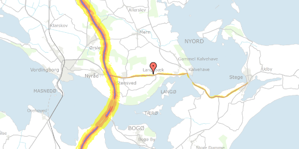 Trafikstøjkort på Hindbærvej 2, 4772 Langebæk