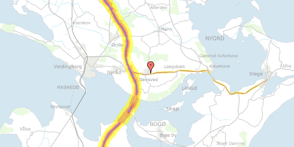 Trafikstøjkort på Irisvej 1, 4773 Stensved