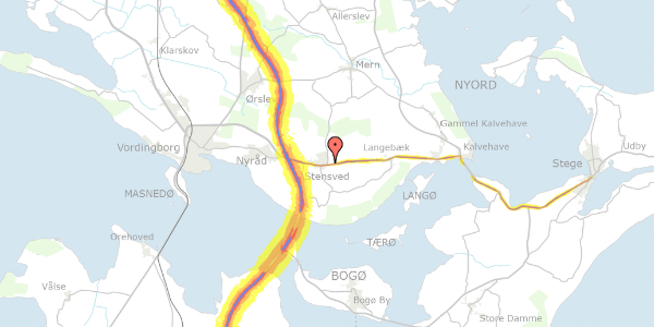 Trafikstøjkort på Irisvej 18, 4773 Stensved