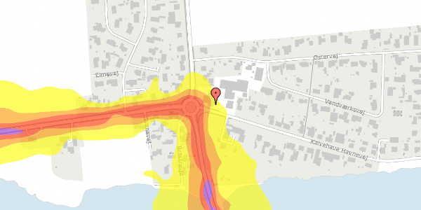 Trafikstøjkort på Kalvehave Havnevej 1, 4771 Kalvehave