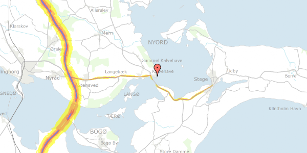 Trafikstøjkort på Kalvehave Havnevej 24, 4771 Kalvehave