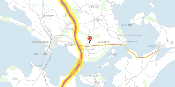 Trafikstøjkort på Kirsebærvej 10, 4773 Stensved