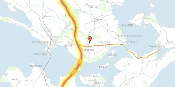 Trafikstøjkort på Kirsebærvej 16, 4773 Stensved