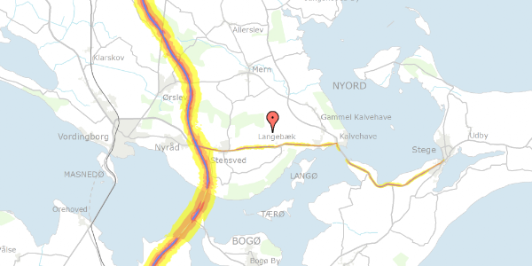 Trafikstøjkort på Langebæk Stationsvej 11, 4772 Langebæk