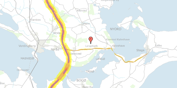 Trafikstøjkort på Langebæk Stationsvej 19, 4772 Langebæk