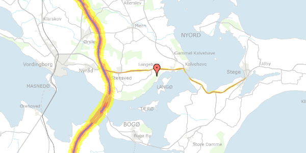 Trafikstøjkort på Langøvej 5, 4772 Langebæk