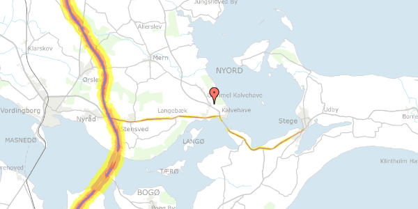 Trafikstøjkort på Moseengen 2, 4771 Kalvehave