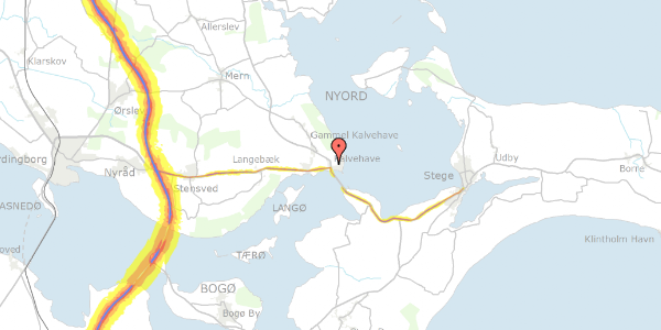 Trafikstøjkort på Præstøvej 11, 4771 Kalvehave