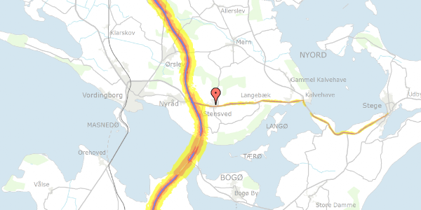 Trafikstøjkort på Skånningevej 29, 4773 Stensved