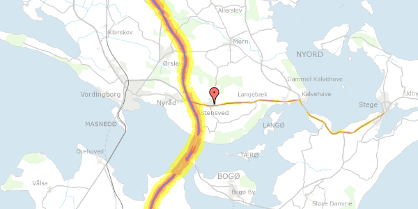 Trafikstøjkort på Skånningevej 32, 4773 Stensved