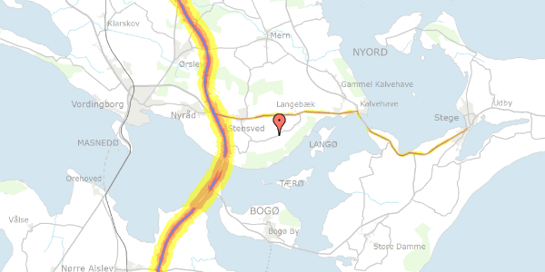 Trafikstøjkort på Stensbyvej 6, 4772 Langebæk