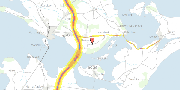 Trafikstøjkort på Stensbyvej 29, 4773 Stensved