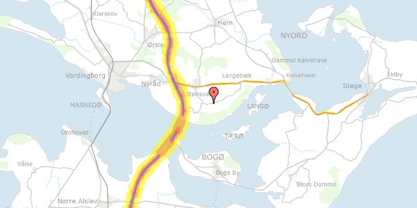 Trafikstøjkort på Stensbyvej 44, 4773 Stensved
