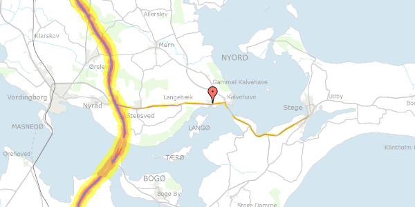 Trafikstøjkort på Sundvej 3, 4771 Kalvehave