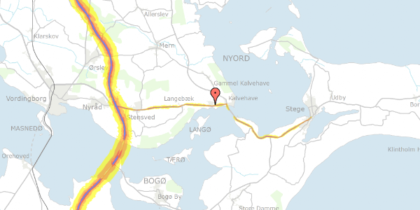 Trafikstøjkort på Sundvej 21, 4771 Kalvehave