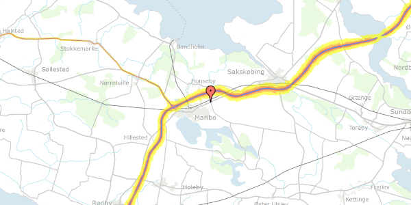 Trafikstøjkort på Banevej 6, 4930 Maribo