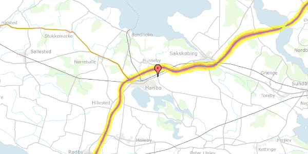 Trafikstøjkort på Mågevej 12, 4930 Maribo