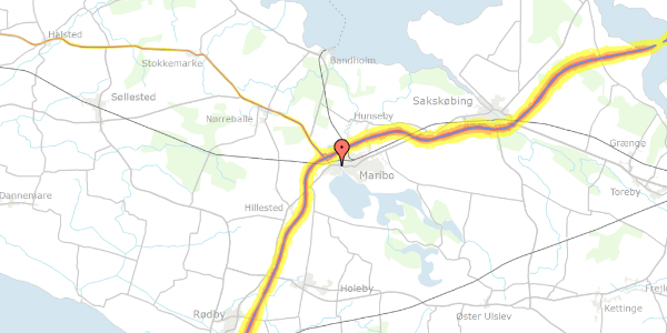 Trafikstøjkort på Skovnæsvej 9, 4930 Maribo