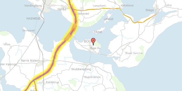 Trafikstøjkort på Mosedalen 8, 4793 Bogø By