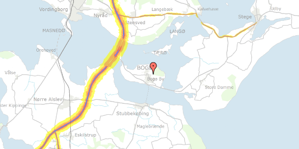 Trafikstøjkort på Mosedalen 22, 4793 Bogø By