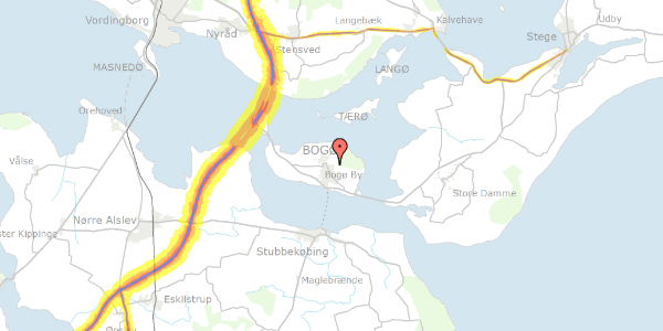 Trafikstøjkort på Mosedalen 40, 4793 Bogø By