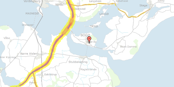 Trafikstøjkort på Nybygade 24, 4793 Bogø By