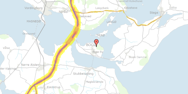 Trafikstøjkort på Skovgårdsvej 7, 4793 Bogø By