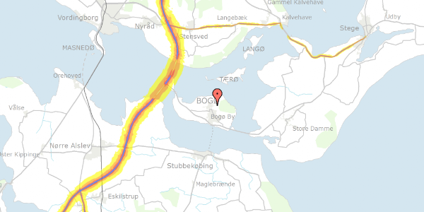 Trafikstøjkort på Skovgårdsvej 26, 4793 Bogø By