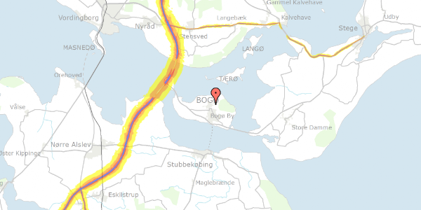 Trafikstøjkort på Skovvangen 19, 4793 Bogø By