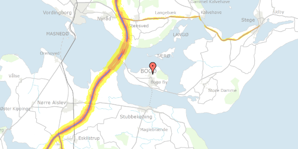 Trafikstøjkort på Vestergade 8, 4793 Bogø By