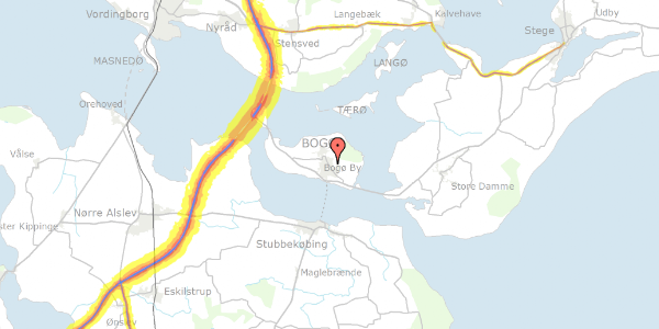 Trafikstøjkort på Østkildevej 11, 4793 Bogø By
