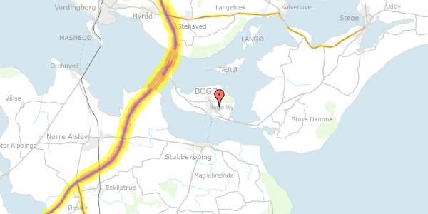 Trafikstøjkort på Østkildevej 12, 4793 Bogø By